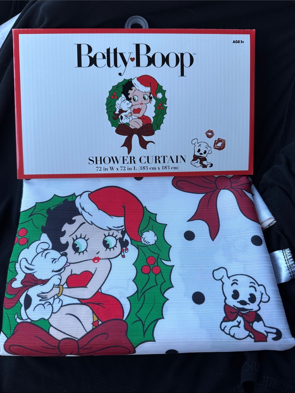 Betty Boop Red, Green & White Holiday Shower Curtain
